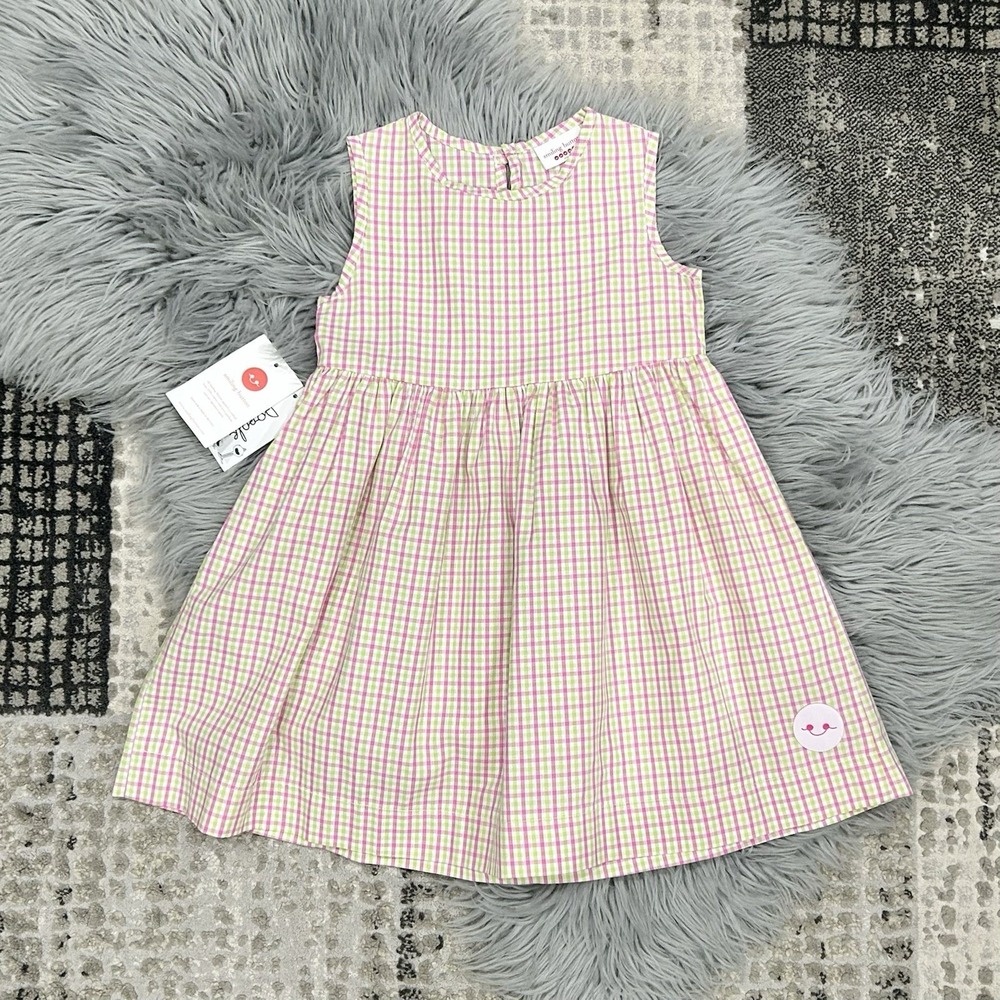 Smiling Button Girls Pink & Green Spring Check Pinny Dress Size 5T ($64)